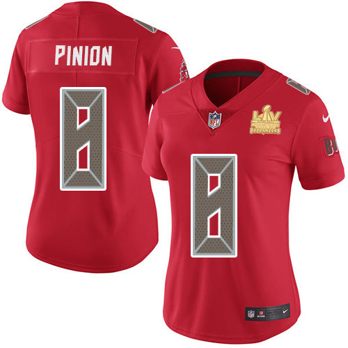Nike Tampa Bay Buccaneers #8 Bradley Pinion Red Women’s Super Bowl LV Champions Patch Stitched NFL Limited Rush Jersey