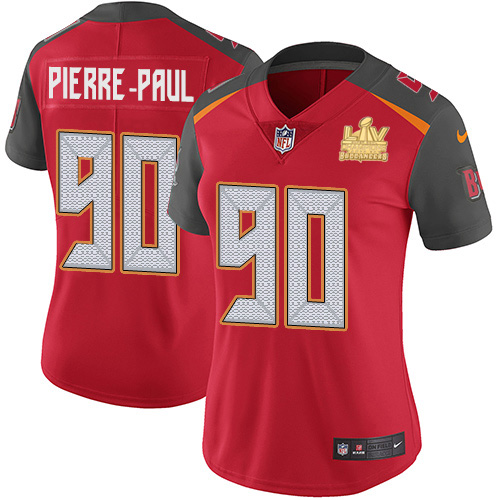 Nike Tampa Bay Buccaneers #90 Jason Pierre-Paul Red Team Color Women’s Super Bowl LV Champions Patch Stitched NFL Vapor Untouchable Limited Jersey