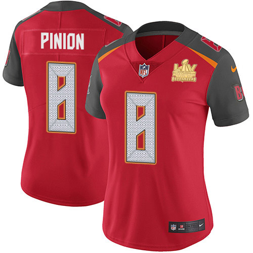 Nike Tampa Bay Buccaneers #8 Bradley Pinion Red Team Color Women’s Super Bowl LV Champions Patch Stitched NFL Vapor Untouchable Limited Jersey