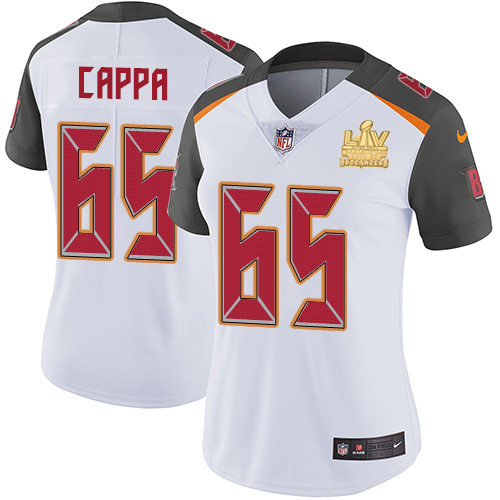 Nike Tampa Bay Buccaneers #65 Alex Cappa White Women’s Super Bowl LV Champions Patch Stitched NFL Vapor Untouchable Limited Jersey