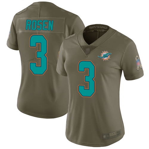 Nike Miami Dolphins #3 Josh Rosen Olive Women’s Stitched NFL Limited 2017 Salute to Service Jersey