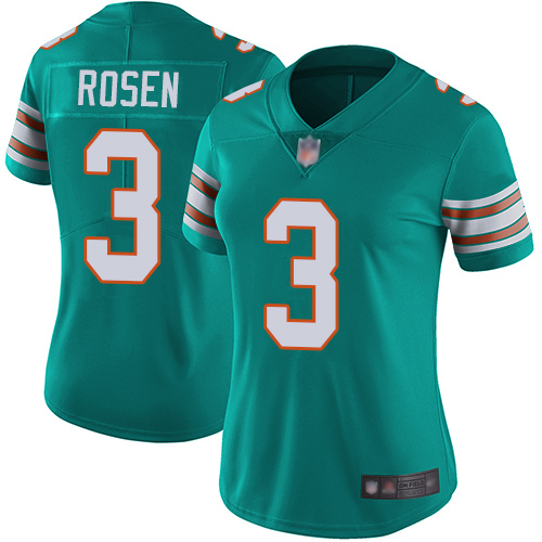 Nike Miami Dolphins #3 Josh Rosen Aqua Green Alternate Women’s Stitched NFL Vapor Untouchable Limited Jersey