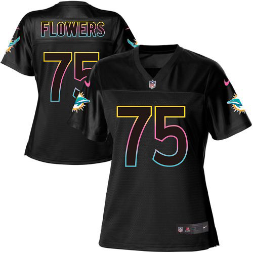 Nike Miami Dolphins #75 Ereck Flowers Black Women’s NFL Fashion Game Jersey