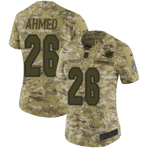 Nike Miami Dolphins #26 Salvon Ahmed Camo Women’s Stitched NFL Limited 2018 Salute To Service Jersey