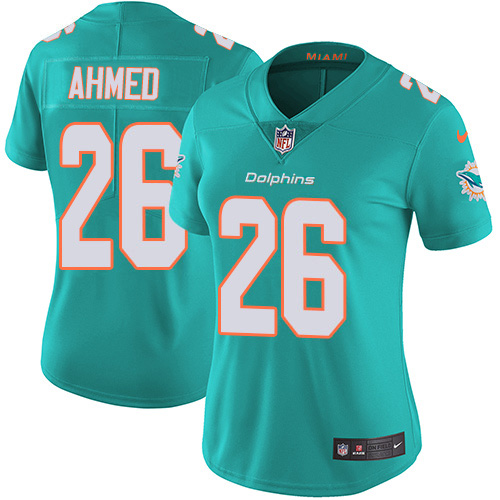 Nike Miami Dolphins #26 Salvon Ahmed Aqua Green Team Color Women’s Stitched NFL Vapor Untouchable Limited Jersey