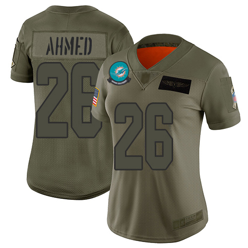 Nike Miami Dolphins #26 Salvon Ahmed Camo Women’s Stitched NFL Limited 2019 Salute To Service Jersey