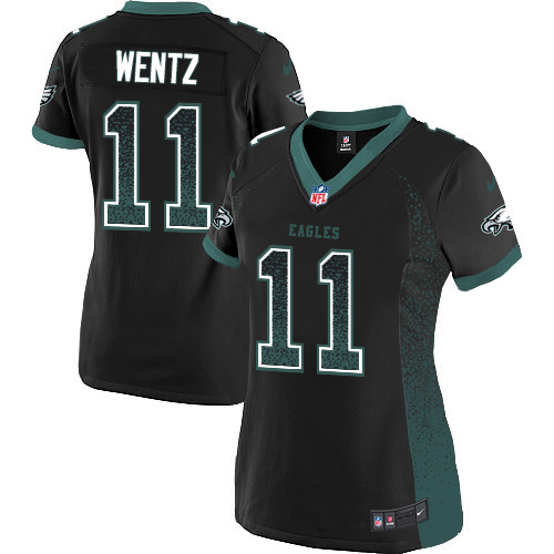 Nike Philadelphia Eagles #11 Carson Wentz Black Alternate Women’s Stitched NFL Elite Drift Fashion Jersey