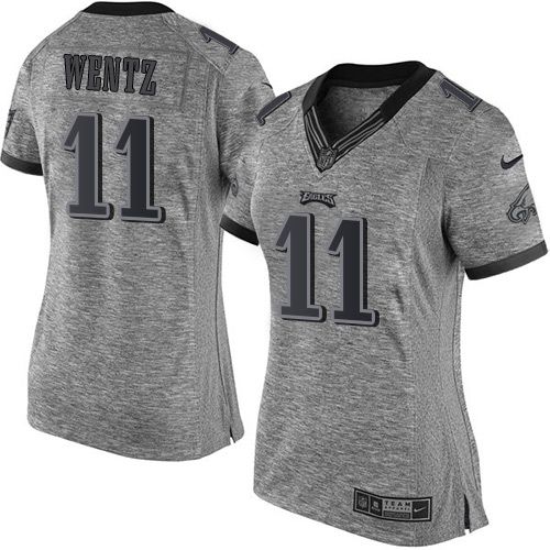 Nike Philadelphia Eagles #11 Carson Wentz Gray Women’s Stitched NFL Limited Gridiron Gray Jersey
