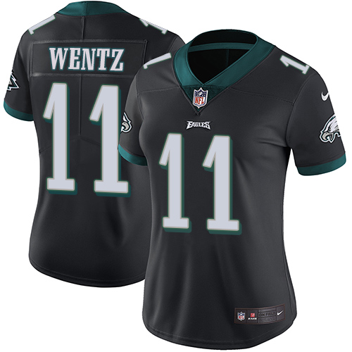Nike Philadelphia Eagles #11 Carson Wentz Black Alternate Women’s Stitched NFL Vapor Untouchable Limited Jersey