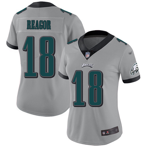 Nike Philadelphia Eagles #18 Jalen Reagor Silver Women’s Stitched NFL Limited Inverted Legend Jersey