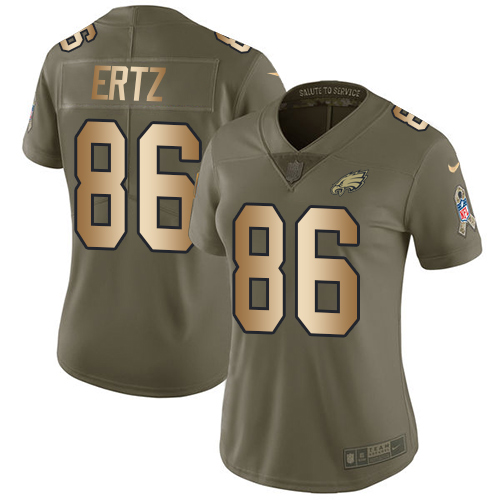Nike Philadelphia Eagles #86 Zach Ertz Olive/Gold Women’s Stitched NFL Limited 2017 Salute to Service Jersey