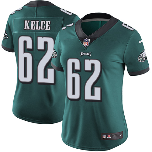 Nike Philadelphia Eagles #62 Jason Kelce Midnight Green Team Color Women’s Stitched NFL Vapor Untouchable Limited Jersey