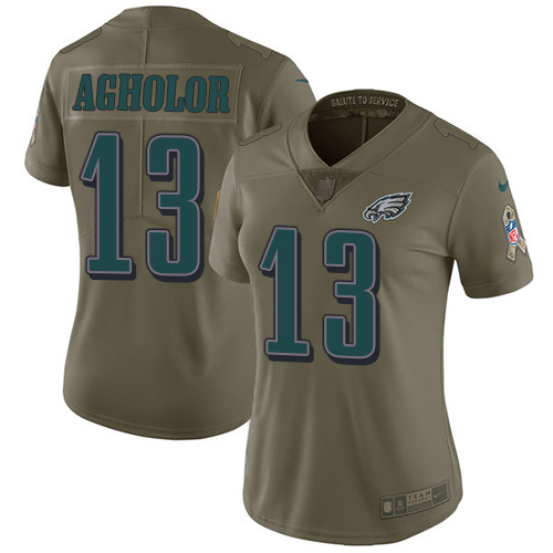 Nike Philadelphia Eagles #13 Nelson Agholor Olive Women’s Stitched NFL Limited 2017 Salute to Service Jersey