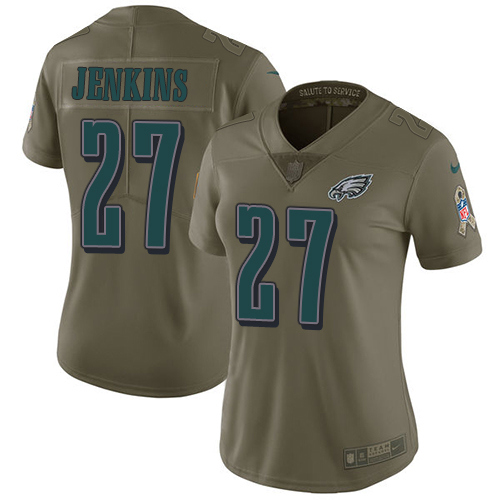 Nike Philadelphia Eagles #27 Malcolm Jenkins Olive Women’s Stitched NFL Limited 2017 Salute to Service Jersey