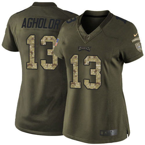 Nike Philadelphia Eagles #13 Nelson Agholor Green Women’s Stitched NFL Limited 2015 Salute to Service Jersey