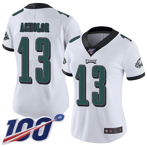 Nike Philadelphia Eagles #13 Nelson Agholor White Women’s Stitched NFL 100th Season Vapor Limited Jersey