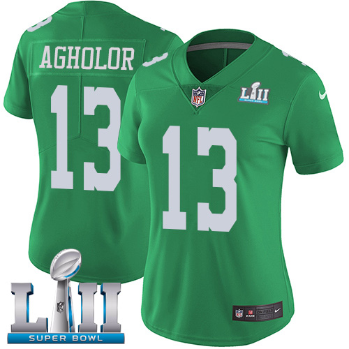 Nike Philadelphia Eagles #13 Nelson Agholor Green Super Bowl LII Women’s Stitched NFL Limited Rush Jersey