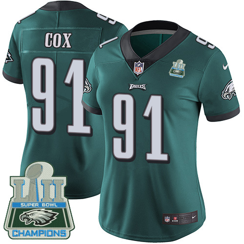 Nike Philadelphia Eagles #91 Fletcher Cox Midnight Green Team Color Super Bowl LII Champions Women’s Stitched NFL Vapor Untouchable Limited Jersey