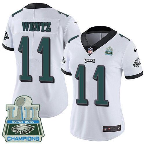 Nike Philadelphia Eagles #11 Carson Wentz White Super Bowl LII Champions Women’s Stitched NFL Vapor Untouchable Limited Jersey