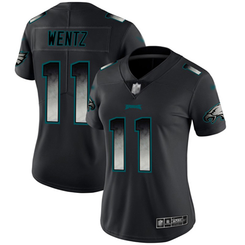 Nike Philadelphia Eagles #11 Carson Wentz Black Women’s Stitched NFL Vapor Untouchable Limited Smoke Fashion Jersey