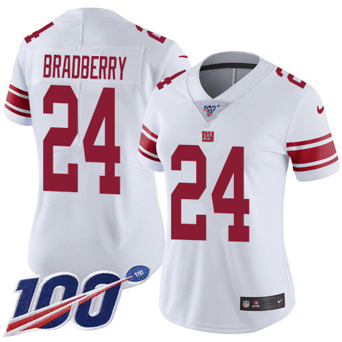 Nike New York Giants #24 James Bradberry White Women’s Stitched NFL 100th Season Vapor Untouchable Limited Jersey