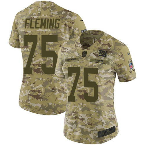 Nike New York Giants #75 Cameron Fleming Camo Women’s Stitched NFL Limited 2018 Salute To Service Jersey