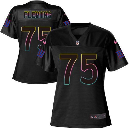 Nike New York Giants #75 Cameron Fleming Black Women’s NFL Fashion Game Jersey