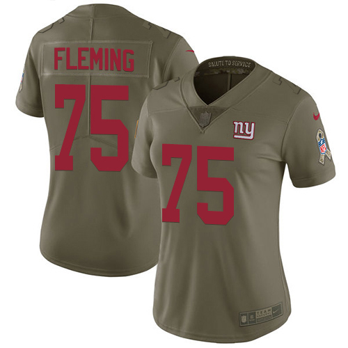 Nike New York Giants #75 Cameron Fleming Olive Women’s Stitched NFL Limited 2017 Salute To Service Jersey
