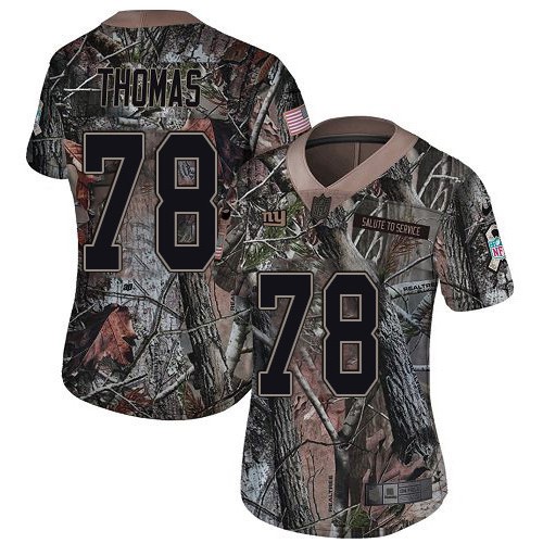 Nike New York Giants #78 Andrew Thomas Camo Women’s Stitched NFL Limited Rush Realtree Jersey