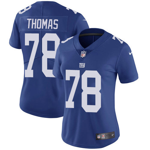Nike New York Giants #78 Andrew Thomas Royal Blue Team Color Women’s Stitched NFL Vapor Untouchable Limited Jersey