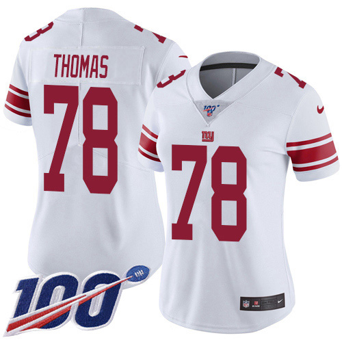 Nike New York Giants #78 Andrew Thomas White Women’s Stitched NFL 100th Season Vapor Untouchable Limited Jersey