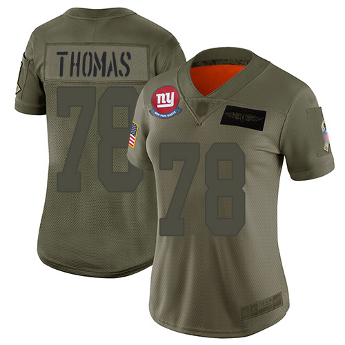 Nike New York Giants #78 Andrew Thomas Camo Women’s Stitched NFL Limited 2019 Salute To Service Jersey