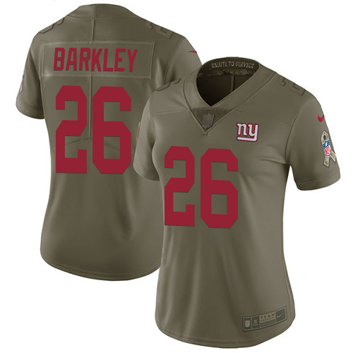 Nike New York Giants #26 Saquon Barkley Olive Women’s Stitched NFL Limited 2017 Salute to Service Jersey