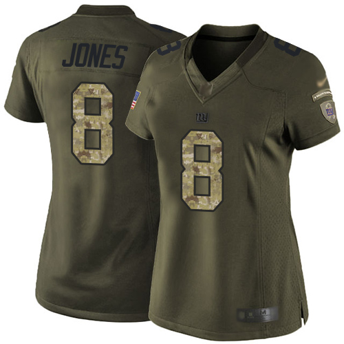 Nike New York Giants #8 Daniel Jones Green Women’s Stitched NFL Limited 2015 Salute to Service Jersey
