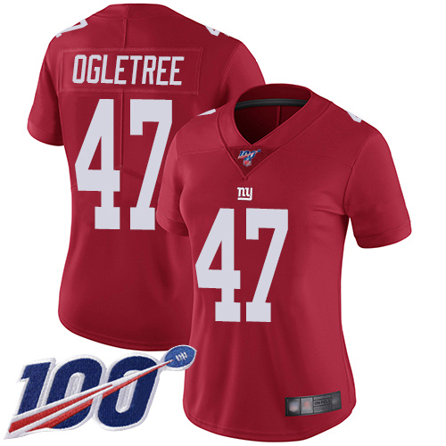 Nike New York Giants #47 Alec Ogletree Red Women’s Stitched NFL Limited Inverted Legend 100th Season Jersey