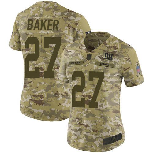 Nike New York Giants #27 Deandre Baker Camo Women’s Stitched NFL Limited 2018 Salute to Service Jersey
