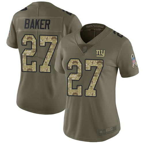 Nike New York Giants #27 Deandre Baker Olive/Camo Women’s Stitched NFL Limited 2017 Salute to Service Jersey