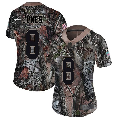 Nike New York Giants #8 Daniel Jones Camo Women’s Stitched NFL Limited Rush Realtree Jersey
