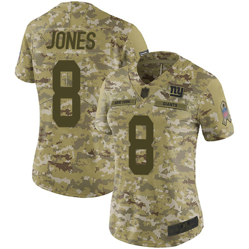 Nike New York Giants #8 Daniel Jones Camo Women’s Stitched NFL Limited 2018 Salute to Service Jersey