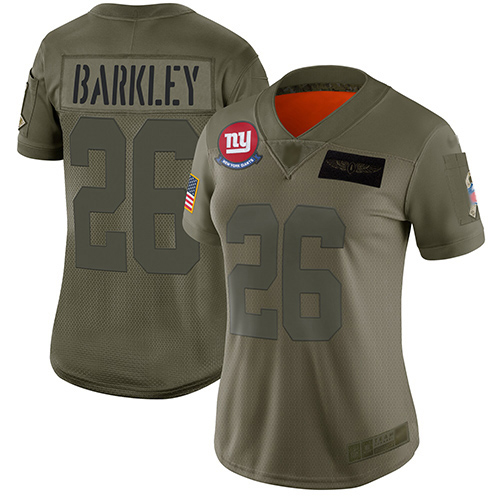 Nike New York Giants #26 Saquon Barkley Camo Women’s Stitched NFL Limited 2019 Salute to Service Jersey