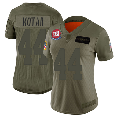 Nike New York Giants #44 Doug Kotar Camo Women’s Stitched NFL Limited 2019 Salute to Service Jersey