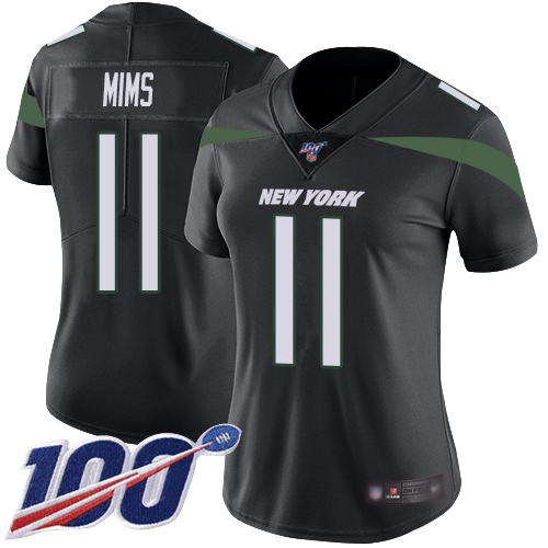 Nike New York Jets #11 Denzel Mim Black Alternate Women’s Stitched NFL 100th Season Vapor Untouchable Limited Jersey
