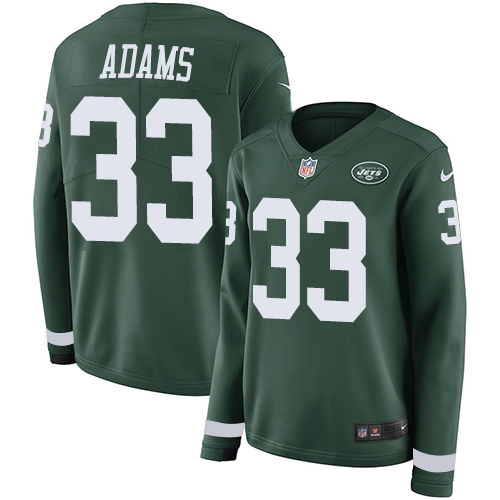 Nike New York Jets #33 Jamal Adams Green Team Color Women’s Stitched NFL Limited Therma Long Sleeve Jersey