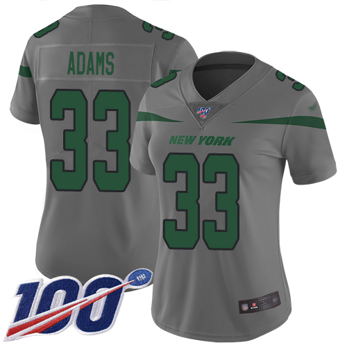 Nike New York Jets #33 Jamal Adams Gray Women’s Stitched NFL Limited Inverted Legend 100th Season Jersey