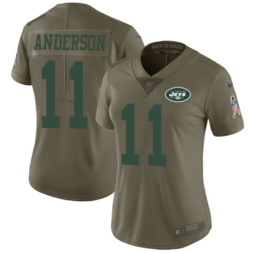 Nike New York Jets #11 Robby Anderson Olive Women’s Stitched NFL Limited 2017 Salute to Service Jersey