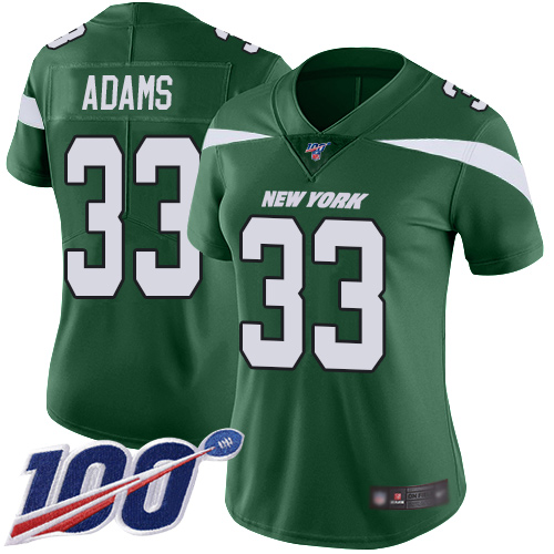 Nike New York Jets #33 Jamal Adams Green Team Color Women’s Stitched NFL 100th Season Vapor Limited Jersey