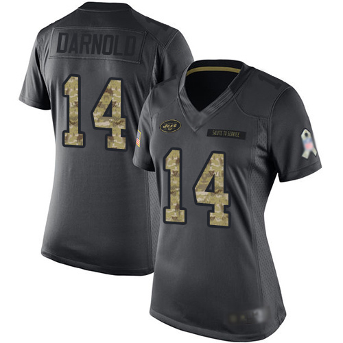 Nike New York Jets #14 Sam Darnold Black Women’s Stitched NFL Limited 2016 Salute to Service Jersey