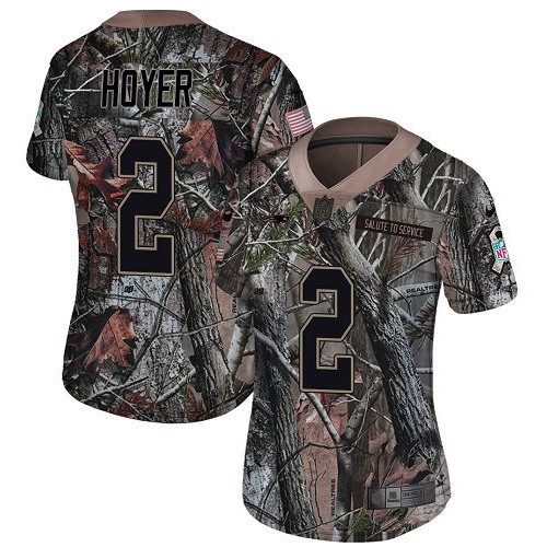 Nike New England Patriots #2 Brian Hoyer Camo Women’s Stitched NFL Limited Rush Realtree Jersey