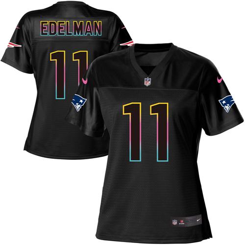 Nike New England Patriots #11 Julian Edelman Black Women’s NFL Fashion Game Jersey