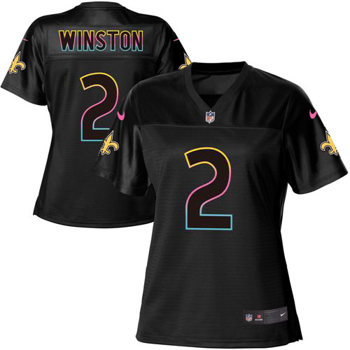 Nike New Orleans Saints #2 Jameis Winston Black Women’s NFL Fashion Game Jersey